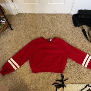 cropped red sweater